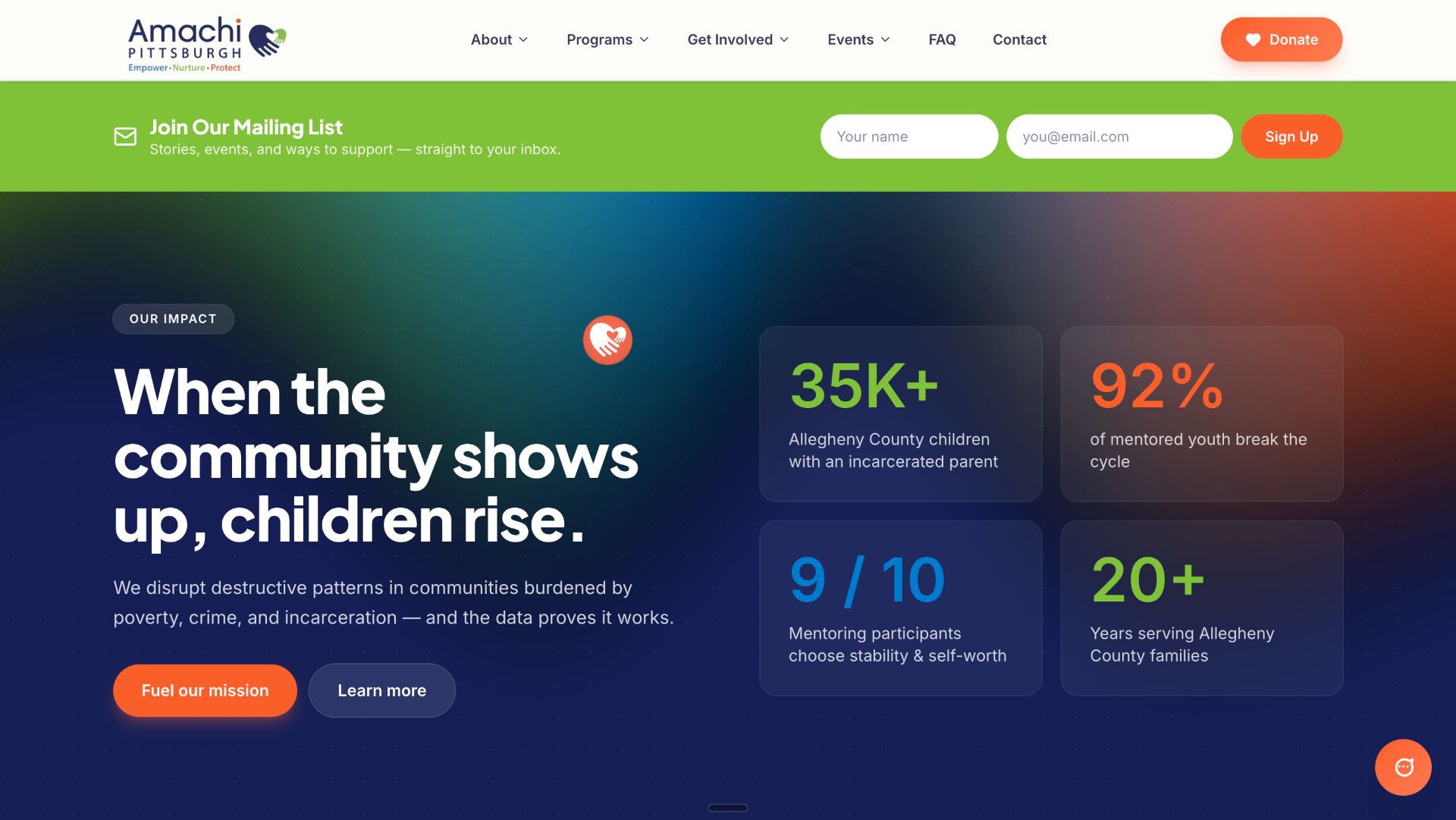 Amachi Pittsburgh nonprofit website