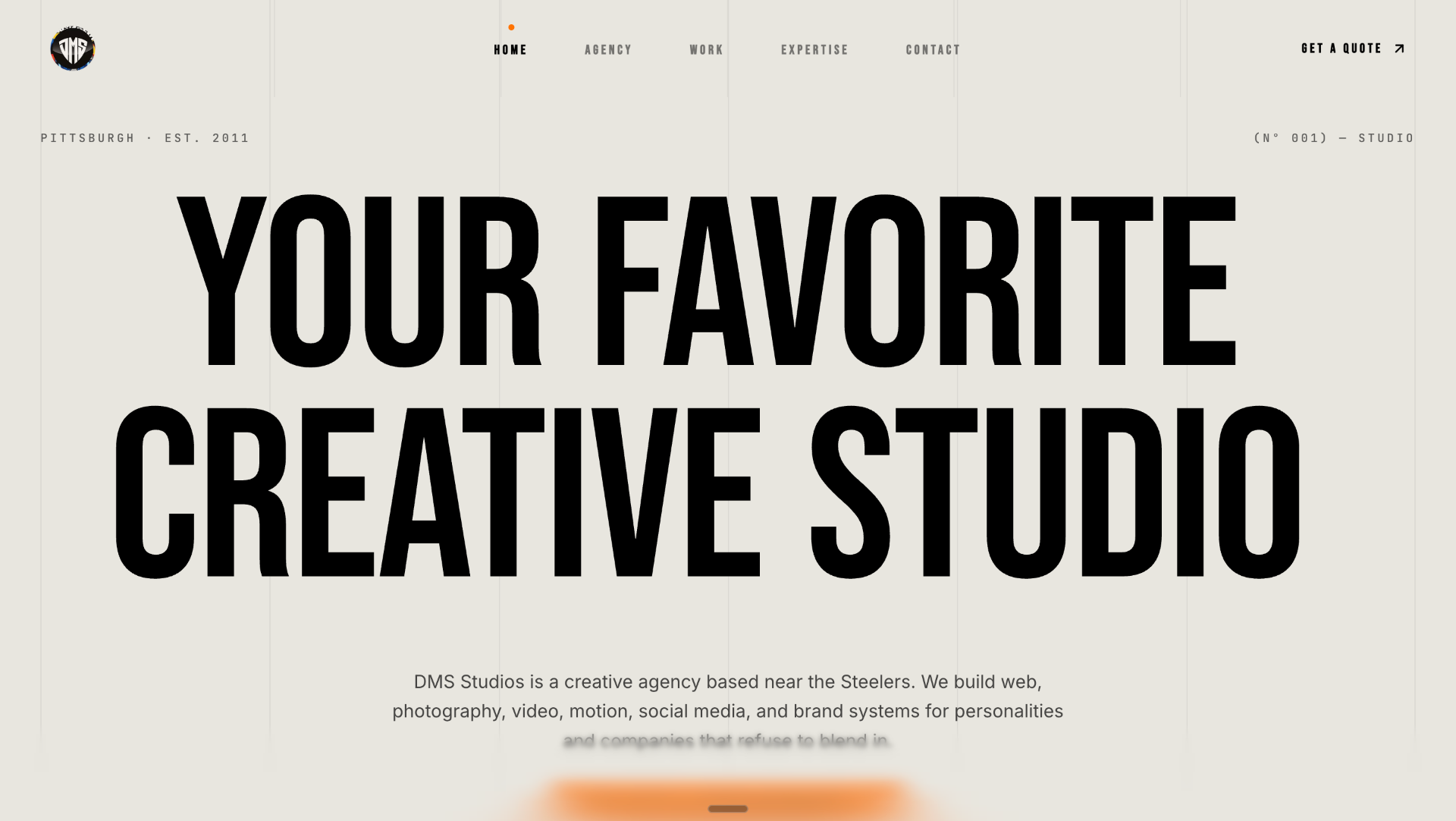 DMS Studios creative studio landing page